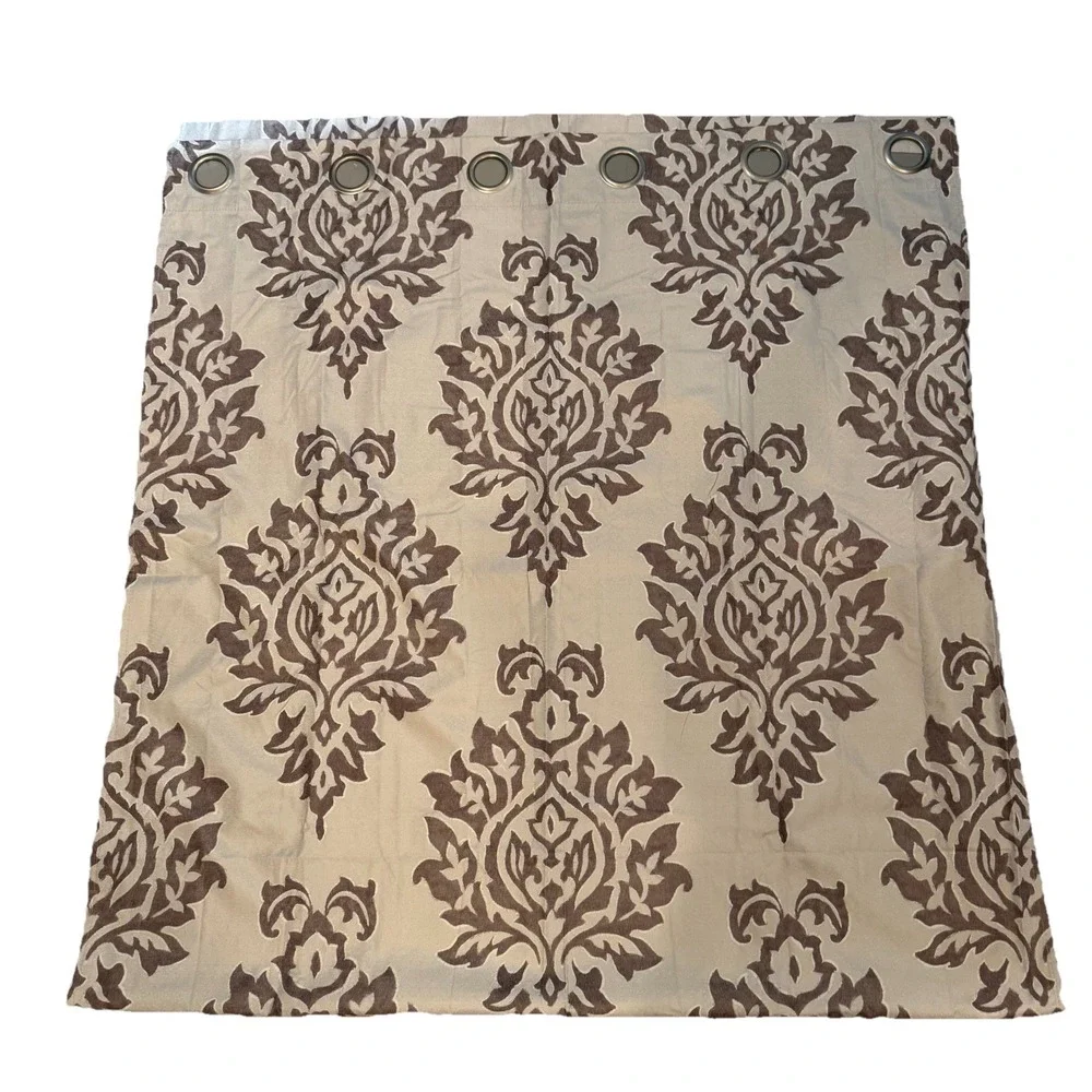 Sun Zero Blackout Curtains 84x80 Set of 2 Panels Taupe Brown Damask Thermal